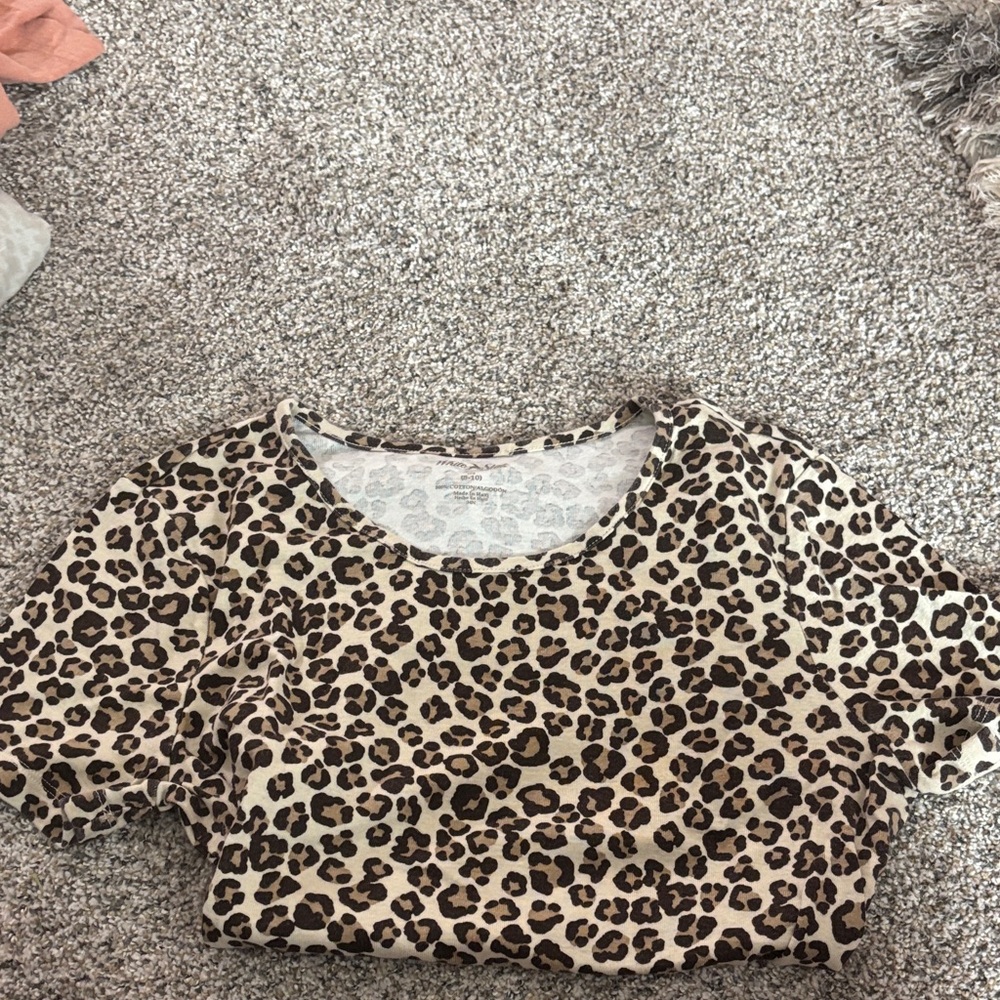 Leopard Print Short Sleeve Women's Top